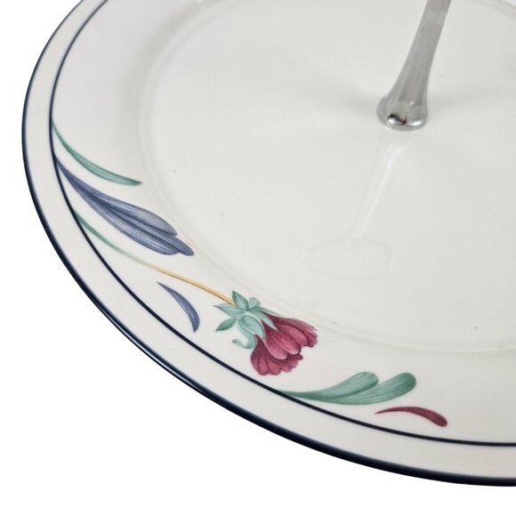 Lenox Chinastone Poppies On Blue 10in Serving Plate Handle Freezer Microwave Saf - Picture 2 of 9